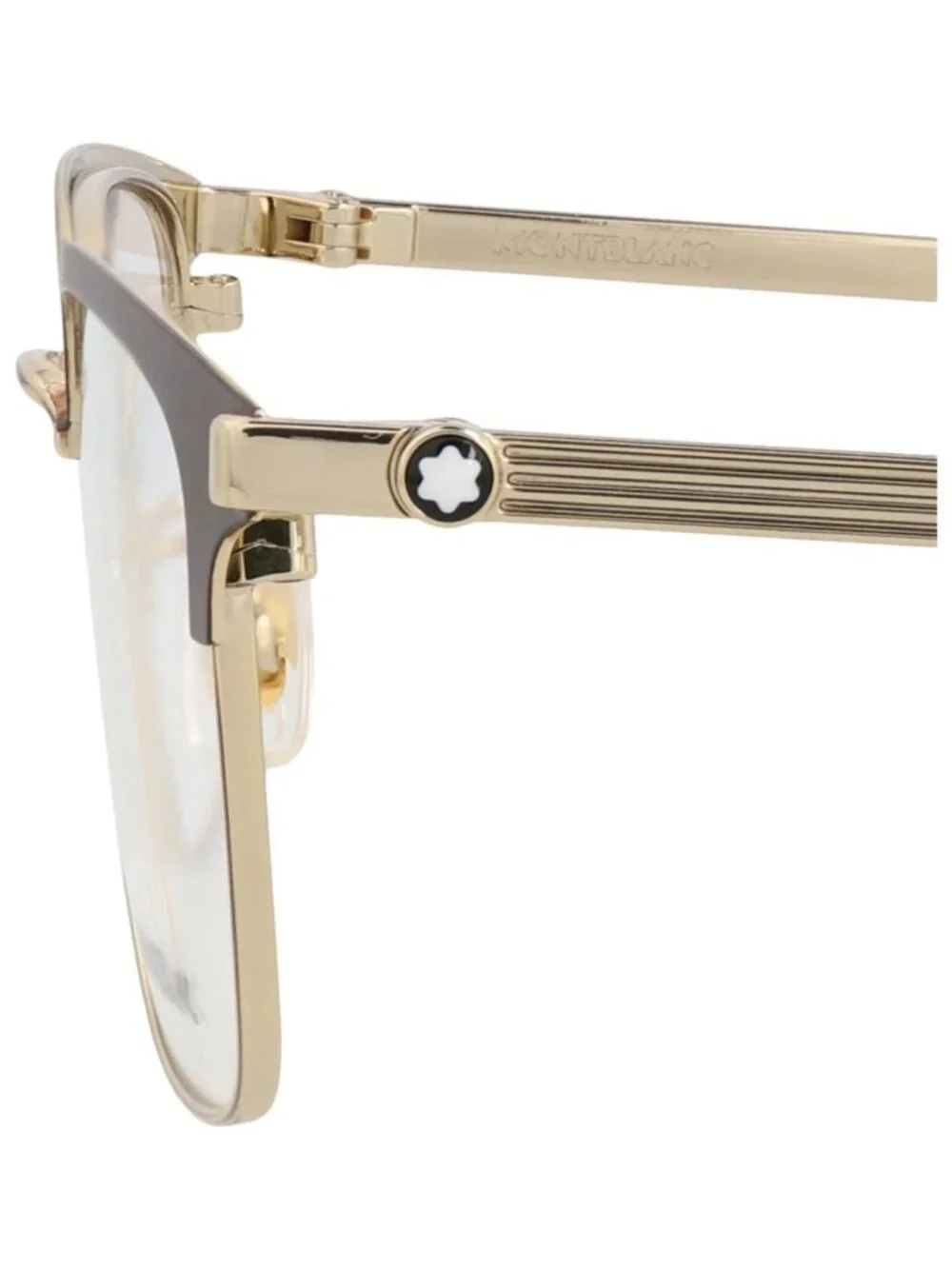 New Montblanc Women's Eyeglasses Square Rectangle Metal Frame Mens Gold Gold